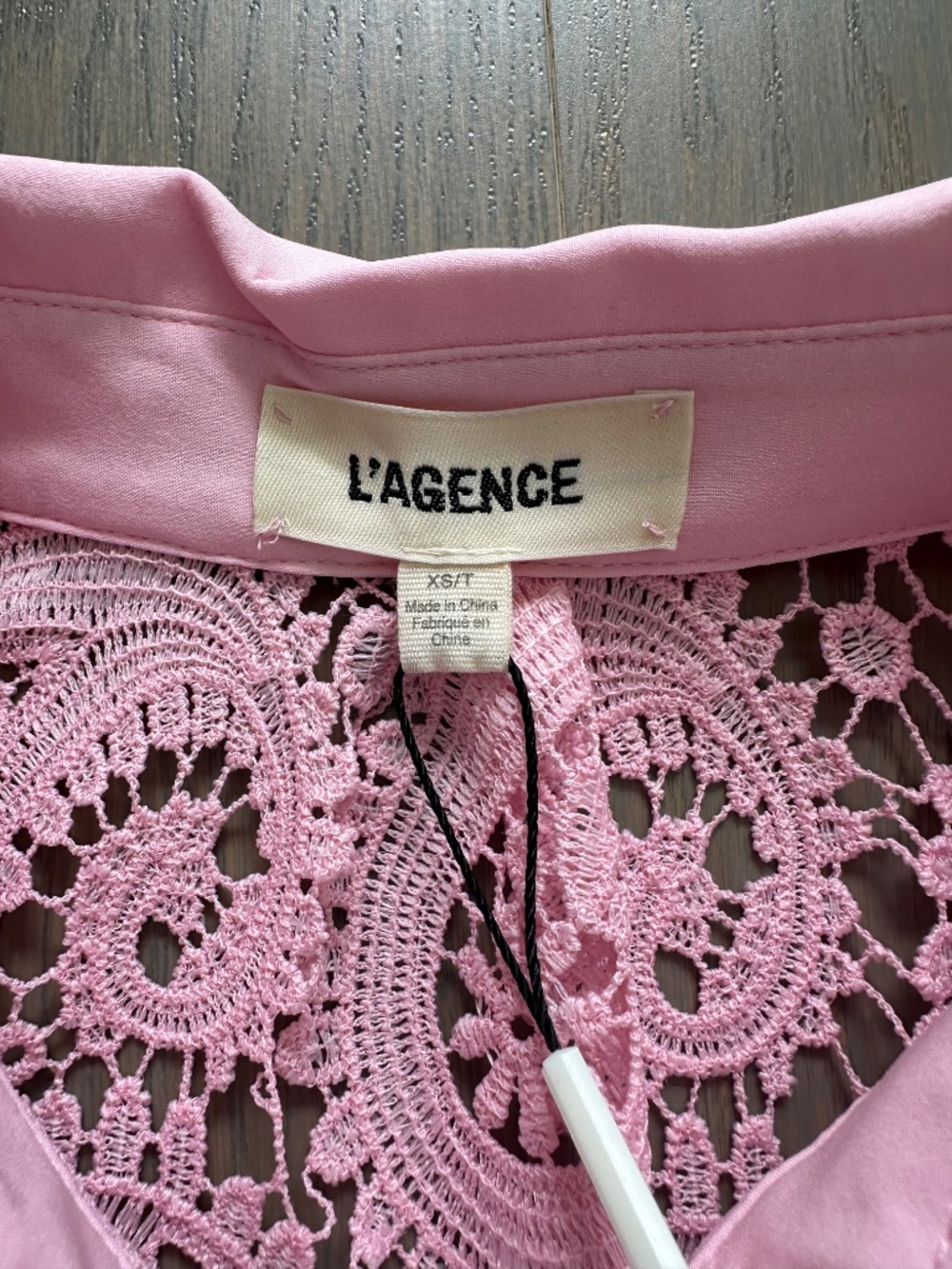 L'Agence ODELIA Blush Pink Lace Crop Cropped Button Down Top - With Tags - XS - Picture 6 of 8